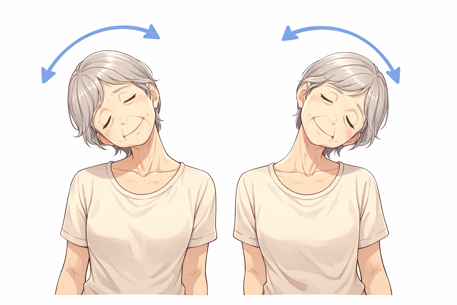 首の左右倒しイラスト