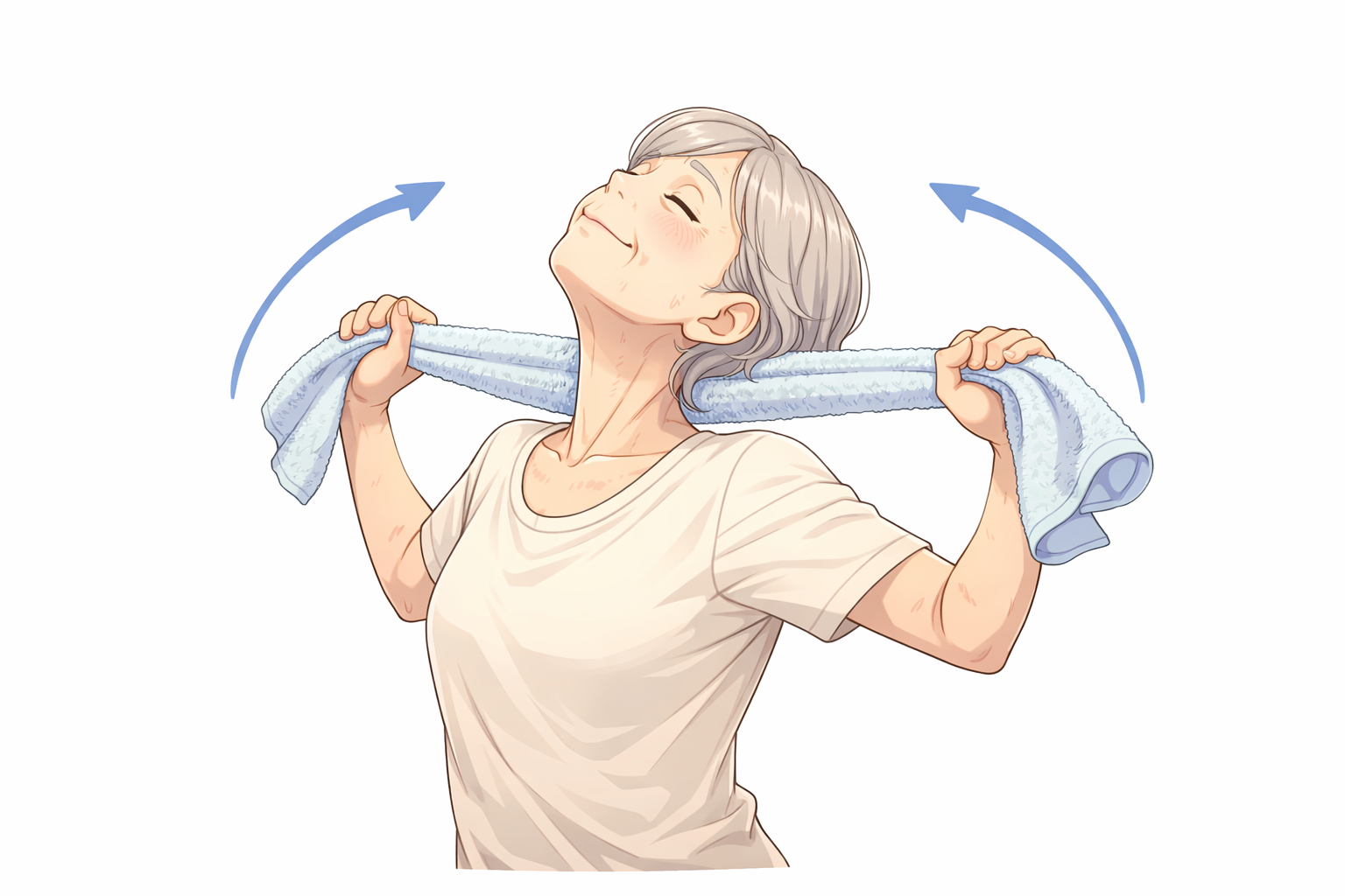 タオル首伸ばしイラスト